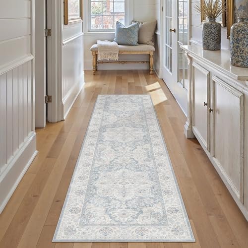 HUGEAR Blue 2x8 Runner Rug Washable Vintage Indoor Carpet by HUGEAR