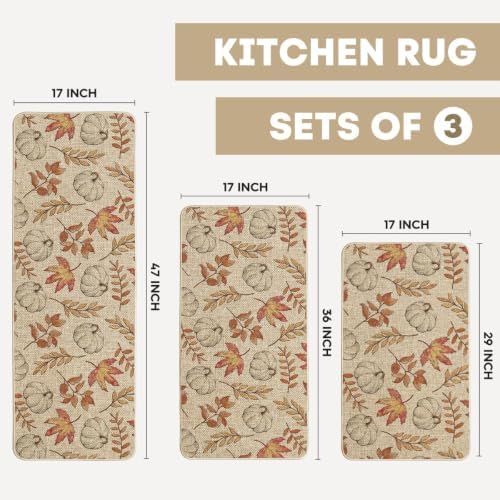 Artoid Mode Pumpkins Fall Kitchen Mats Set of 3-17"x29"+17"x36"+17"x47" - Image 2