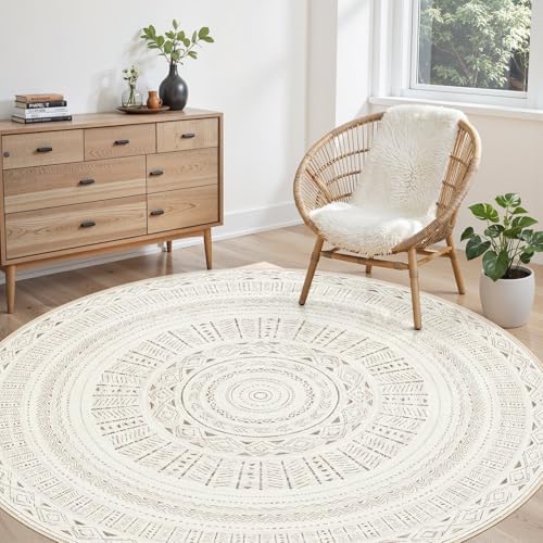 cotiled 6x6 Round Rug 6ft Circle Living Room Boho Area Rugs by COTILED