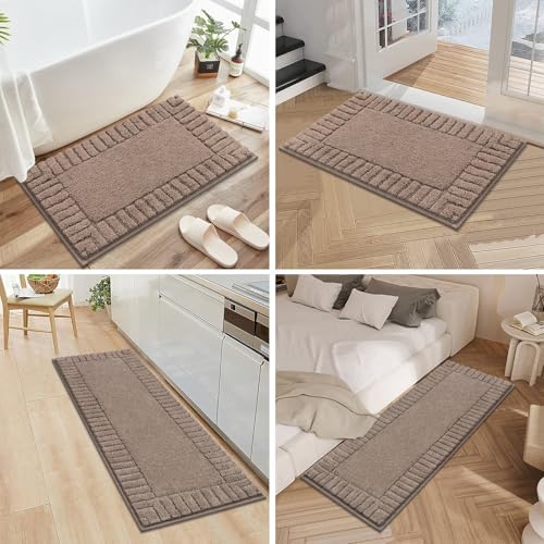 Pauwer Bathroom Rugs Sets 3 Piece, Microfiber Bath Mat Set, Coffee - Image 7