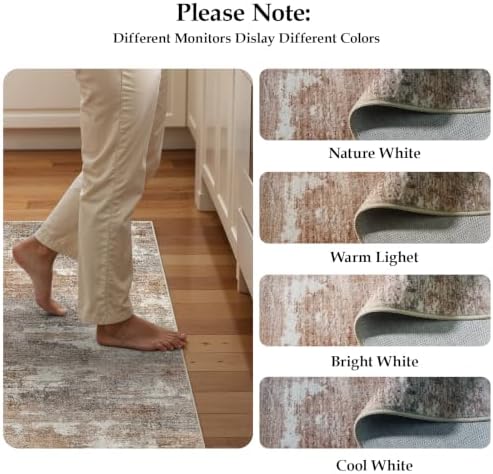 8x8 Square Area Rug Washable: Non Slip Living Room Large rugs Brown Brick - Image 7