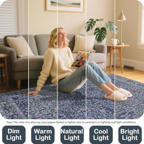6x9 Washable Area Rugs for Living Room Soft Carpet (Blue) - Image 5
