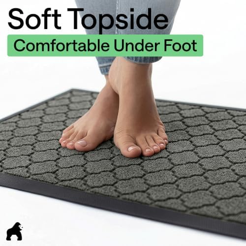 GORILLA GRIP WeatherMAX Door Mat, Indoor Outdoor, 29x17, Gray Quatrefoil - Image 7