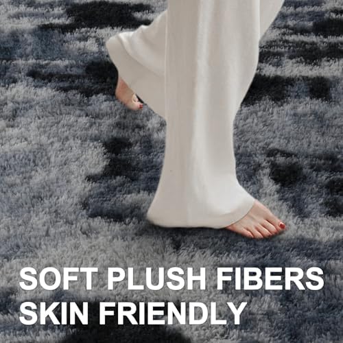 8x10 Ft Extra Large Shag Rugs for Living Room, Tie Dyed Ultra Soft Fluffy Furry Area Rugs for Bedroom Indoor Floor, Aesthetic Carpet for Kids Home Decor (Blue) - Image 4