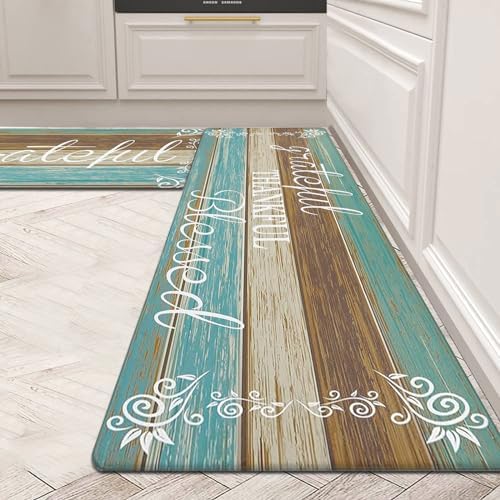 HEBE Anti Fatigue Kitchen Mat Set of 2, Cushioned Kitchen Mats for Floor by HEBE
