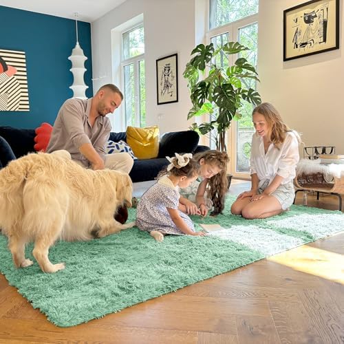 OLANLY 2x8 Machine Washable Runner Rugs for Hallway, Soft Fluffy Shaggy Bedside Rugs for Bedroom, Living Room, Indoor Floor Carpet for Kids Girls Boys, Nursery Rooms, Home Decor Aesthetic, Mint Green - Image 6