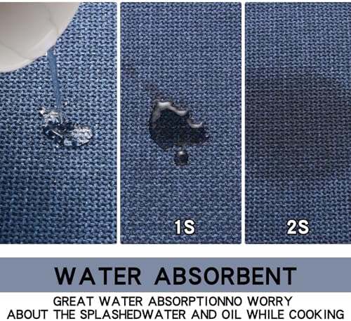 Kitchen Mats Set of 2 PCS for Floor, Washable Non Slip Rugs, Dark Blue - Image 4