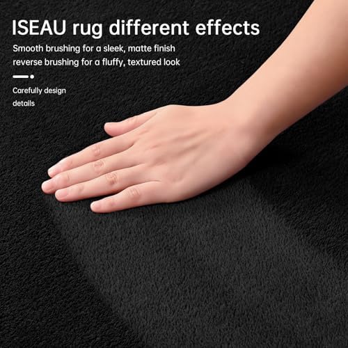 ISEAU 8x10 Soft Area Rug for Living Room, Washable and Non-Slip,Black - Image 3