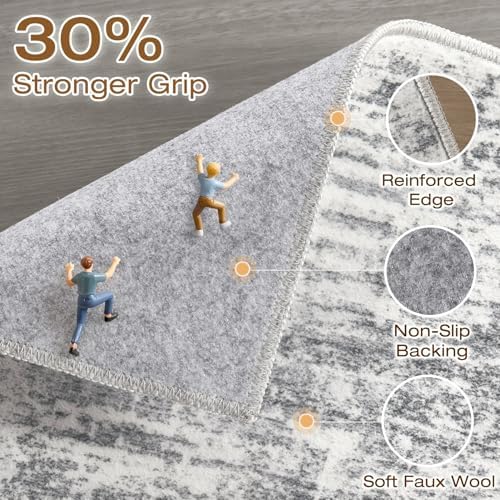 LOONGRUG Runner Rug 2x6 Machine Washable Non-Slip Kitchen Neutral Rug Grey - Image 3