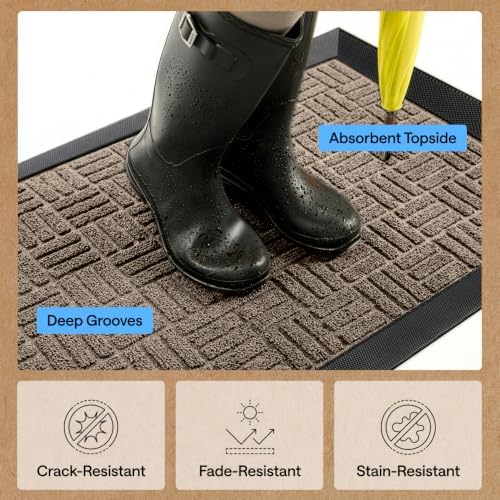 GORILLA GRIP WeatherMAX Door Mat, Indoor Outdoor Use, 47x35, Beige Maze - Image 4