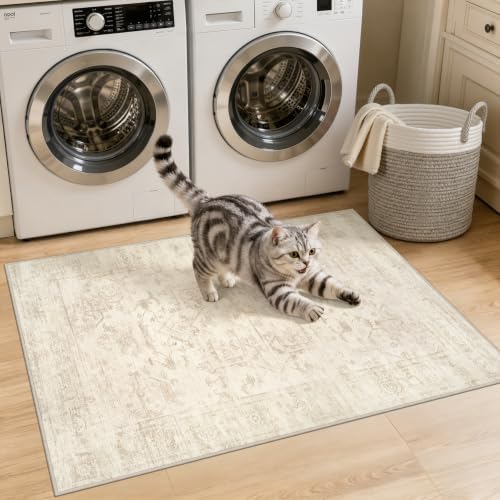 Washable Area Rugs 2x5: Living Room Bedroom Carpet Beige/Brown - Image 2