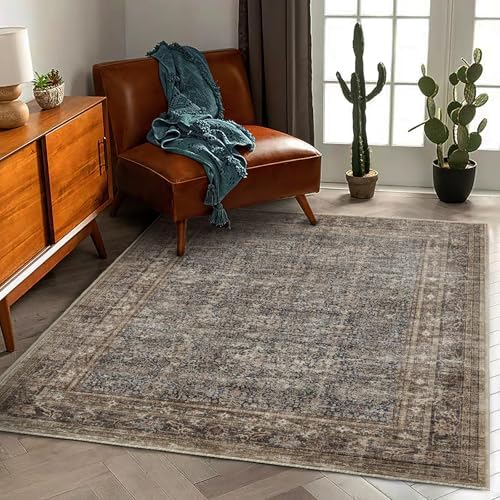 CHAMPLANT Area Rug 5'x7' Washable Rug Traditional Floor Cover Thin Retro Kitchen Indoor Distressed Non Slip Carpet for Living Room Bedroom Dining Room - Image 2