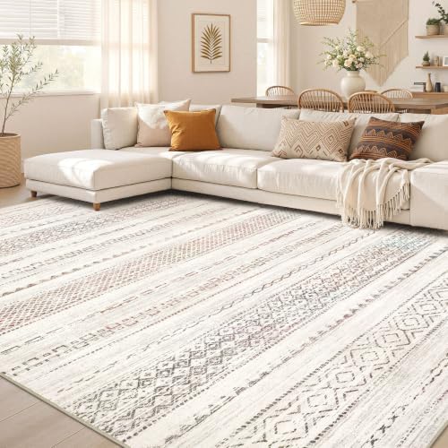 Nakagishi 10x12 Area Rug Living Room: Washable Boho Large Neutral Modern Soft Stain Resistant Farmhouse Indoor Floor Rug Non Slip Accent Carpet for Bedroom Nursery Kids Playroom Office- Colorful by NakagishiAreaRug