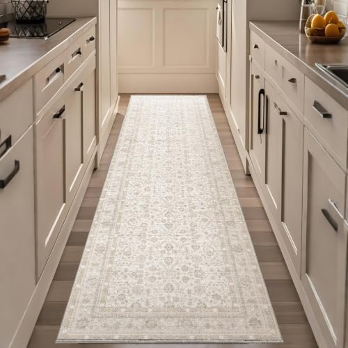 OPPODREAM Vintage Light Yellow Area Rugs 2x8, Washable Rug for Living Room by OPPODREAM