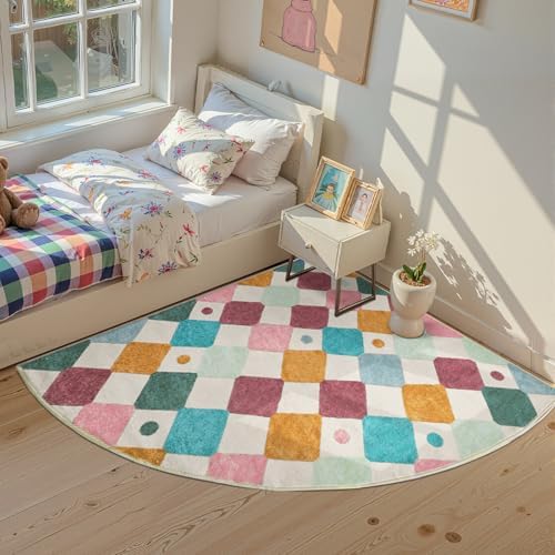 jinchan Corner Rug Washable Kids Rug Colorful Reading Nook Mat Confetti - Image 4