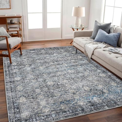 CHAMPLANT Area Rug 6'x9' Washable Vintage Traditional Floor Cover Thin Retro Kitchen Indoor Distressed Non Slip Carpet for Living Room Bedroom Dining Room - Image 2