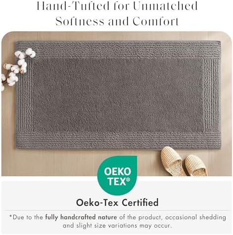 Madison Park Splendor Reversible 100% Cotton Bath Runner 24 x 60 Charcoal - Image 4