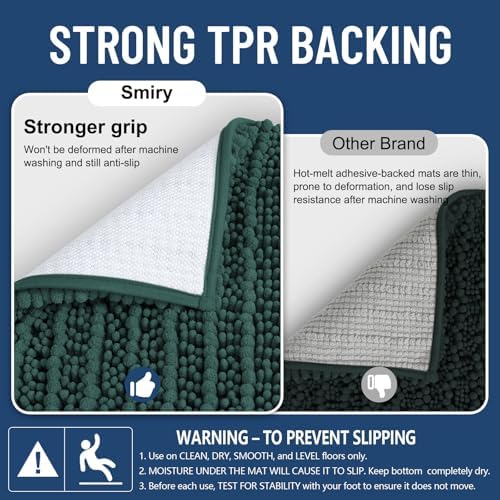 Smiry Bathroom Rugs 59X24, Extra Soft Rubber Backing Chenille Bath Mats - Image 3