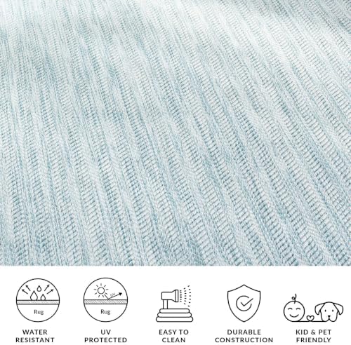 SAFAVIEH Outdoor Runner Rug 2'3"x10' - Courtyard Collection - Coastal Design, Aqua & Grey, Durable & Easy Cleaning, Ideal for Patio, Entryway, Mudroom, Backyard (CY8022-37121) - Image 6