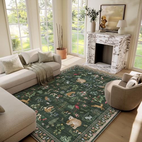 10x14 Area Rugs for Living Room: Washable Rug Stain Resistant Non Slip Low Pile Faux Wool Ultra Soft Lightweight Indoor Large Rugs for Bedroom Dining Room Under Table Rug Nursery Home Office Farmhouse - Image 6