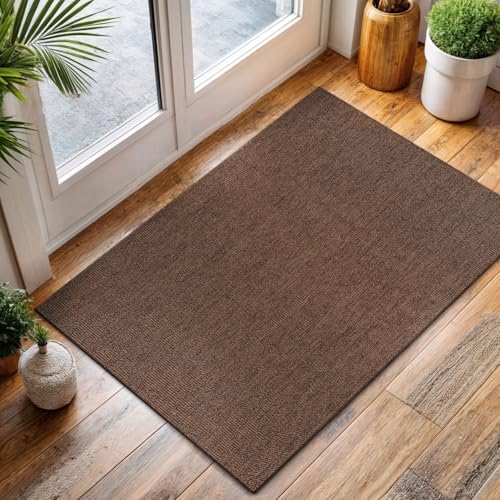 CAMILSON Easy Jute Rug 2x3, Indoor Outdoor Brown Color Fiber Area Rugs for Living Room and Kitchen Rug, Solid Boho Woven Design, Easy-Cleaning, Washable Outside Carpet Alfombras (2 x 3) - Image 6