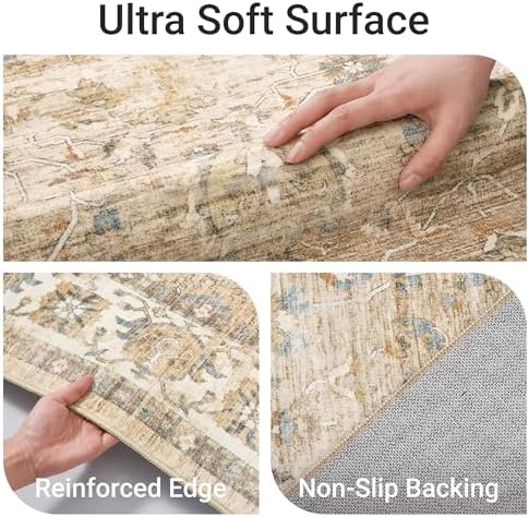 befbee 8x10 Area Rugs for Living Room, Washable Vintage Non Slip Rug - Image 3
