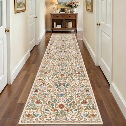3x12 Floral Runner Rug for Kitchen Washable Hallway Runner Rug - Image 2