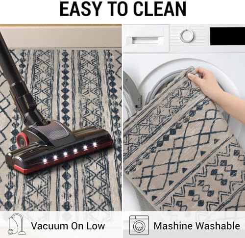KUTA Washable Hallway Runner Rug 2x6 Vintage Boho Light Brown Black - Image 5