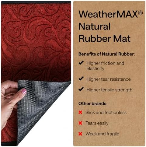 GORILLA GRIP WeatherMAX Door Mat, Indoor Outdoor, 29x17, Red Vintage Wine - Image 6