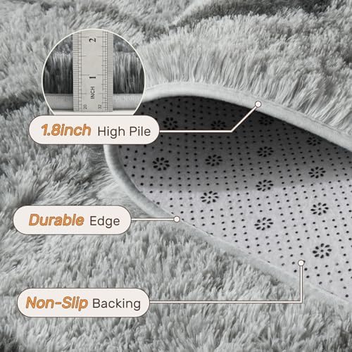5x7 Area Rugs for Living Room, Grey Plush Fluffy Shaggy Bedroom Rugs Non-Slip, Ultra Soft Carpet for Nursery Kids PlayRoom Dorm Office Indoor - Image 5