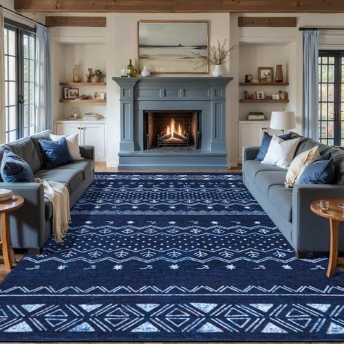SERISSA 9x12 Washable Non-Slip Boho Area Rug for Living Room by SERISSAHomeDecorCollection