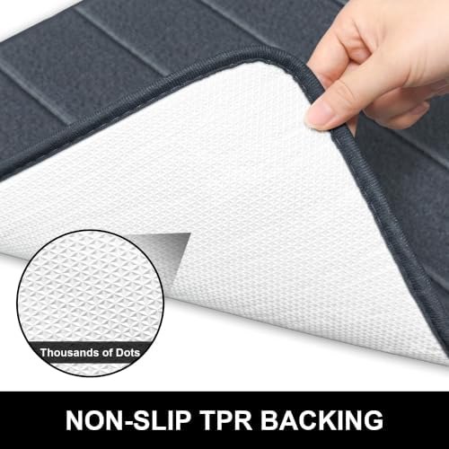 Memory Foam Bath Mat 24" x 16", Ultra Soft Absorbent Bathroom Rug Non Slip, Machine Washable Bath Rug for Bathroom, Shower and Tub,Dark Gray - Image 5