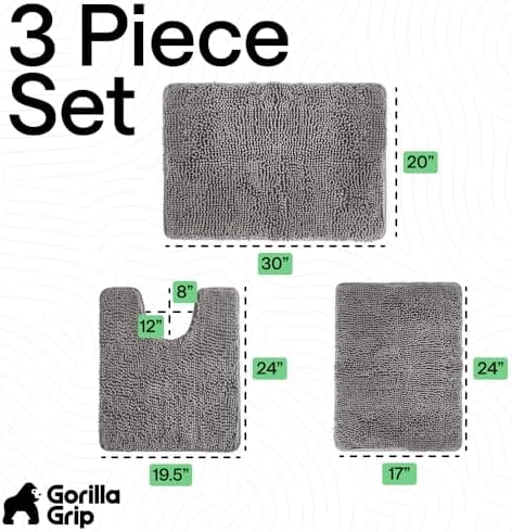 GORILLA GRIP Area Rug Sets and Oval Toilet Base, 3 Piece Gray - Image 2