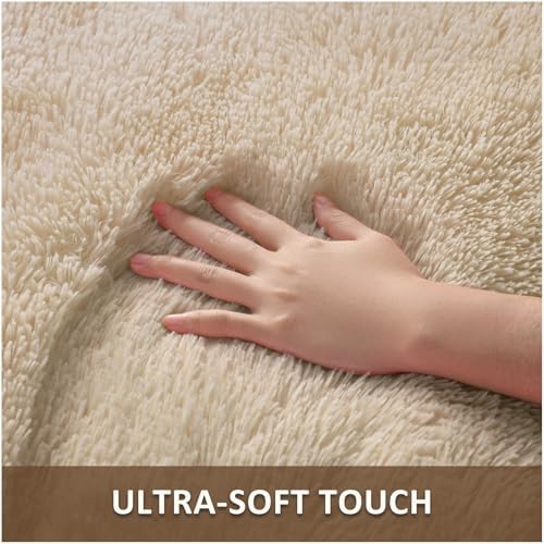 Ophanie Beige Rugs for Bedroom Living Room, Fluffy Fuzzy Furry Carpet,Plush Soft Shaggy Bedside Indoor Floor 4x6 Area Rug for Kids Girls Boys Baby Teen Dorm Nursery Decor with Over 99 pcs Pile fibers - Image 2