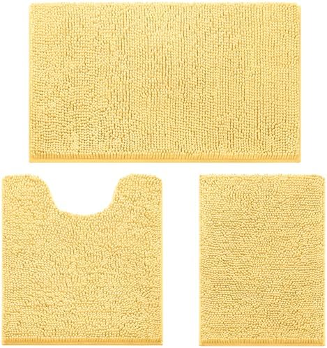HOMEIDEAS Bathroom Rugs Set of 3, Super Soft Absorbent Chenille Bath Rugs by HOMEIDEAS