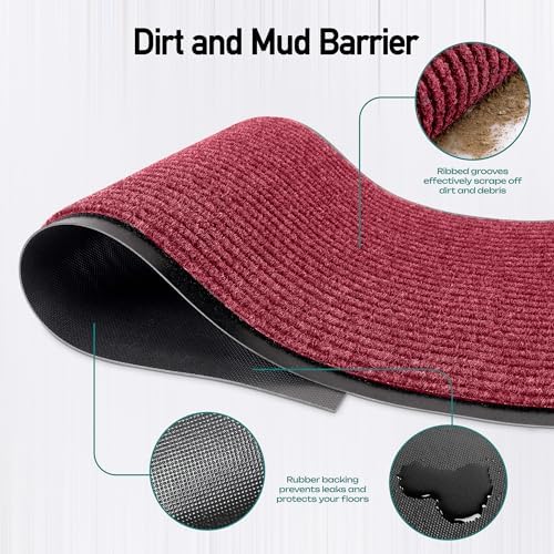 MaxMat® Extra Large Commercial Door Mat, Rubber Border Heavy Duty Door Mat, Waterproof, Low-Profile, Easy to Clean, Rubber Entry Mat. (Red, 3 x 5 Feet) - Image 3