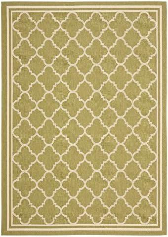 SAFAVIEH Washable Rug Outdoor Courtyard Collection - 5'3" Round, Green & Beige, Non-Shedding & Easy Cleaning, Ideal for Patio, Backyard, Mudroom (CY6918-244) by Unknown