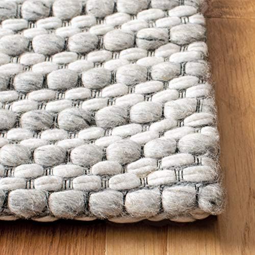 SAFAVIEH Area Rug 8x10 - Marbella Collection - Large - Light Grey & Ivory, Flat Weave Wool, Ideal for Living Room, Bedroom, Office, Dining Space (MRB392F) - Image 4