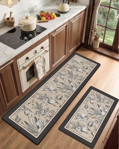 LUMI Kitchen Mats for Floor Set of 2 Cushioned Anti Fatigue, 17x30+17x59 - Image 4