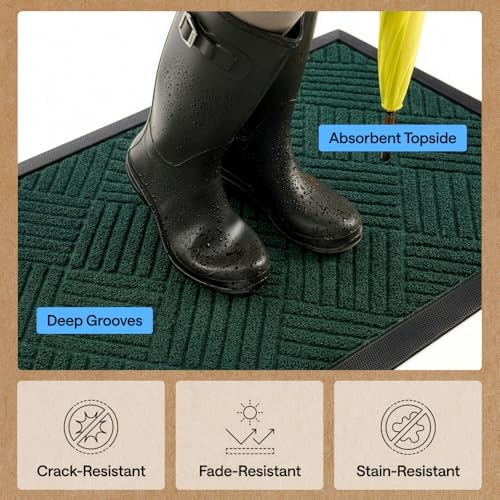 GORILLA GRIP WeatherMAX Door Mat, Indoor Outdoor Use, 35x23, Green Diamond - Image 5
