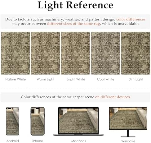 PureCozy Light Brown Runner Rug 2x8 Vintage Traditional Distressed - Image 3
