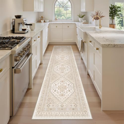 zesthome 2x8 Runner Rug Non Slip,Washable Hallway Runner Rug,Beige by Zesthome