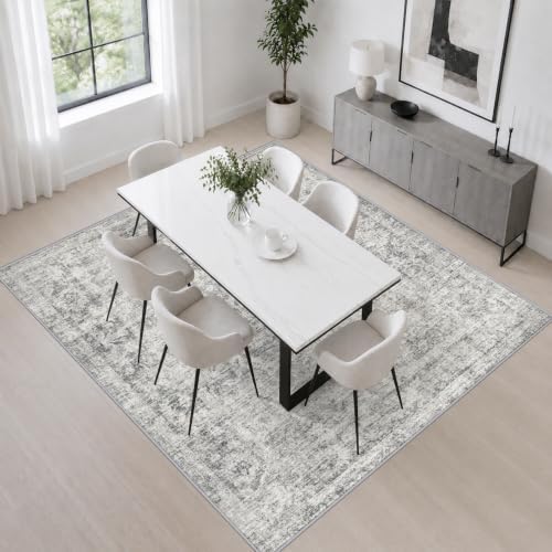 Area Rug Living Room: 6x6 Modern Washable Soft Carpet Black Grey - Image 4
