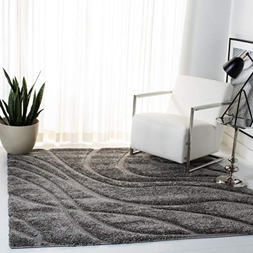 SAFAVIEH Florida Shag Collection Area Rug - 5' Square, Grey & Grey, Non-Shedding & Easy Care, 1.2-inch Thick Ideal for High Traffic Areas in Living Room, Bedroom (SG471-8080) - Image 2