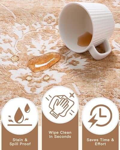 Madane Washable 6x9 Area Rugs for Living Room, Soft Rug Jasper Orange - Image 6
