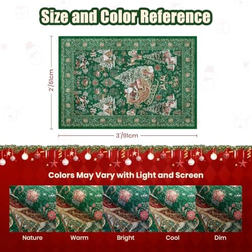 zesthome Christmas Area Rug 2x3, Washable Rugs for Entrance (2'x3', Green) - Image 2
