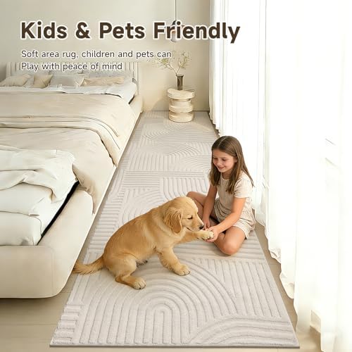 Pauwer 3x10 Area Rugs for Living Room, Modern Non Slip Washable Rug, Beige - Image 6