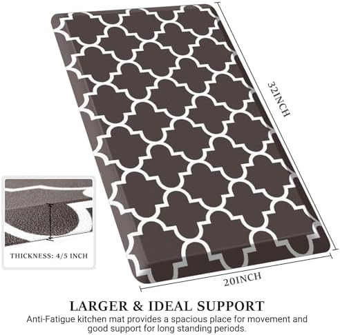 WISELIFE Anti Fatigue Floor Mat, Thick, 20" x 32", 4/5 Inch, Chocolate - Image 2