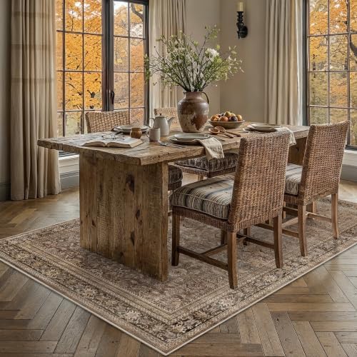 Schweek Brown 5x7 Area Rugs Washable Non Slip Rug for Living Room Neutral - Image 3