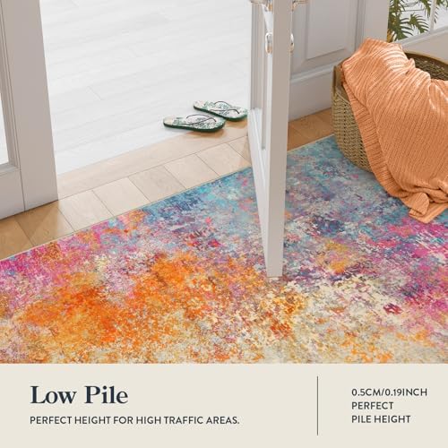Lahome Modern Abstract Washable Living Room Rug, Colorful 8x10 Area Rugs for Bedroom Girls Kids Non Slip Low Pile, Large Soft Indoor Accent Carpet for Dining Room Table Home Decor - Image 5